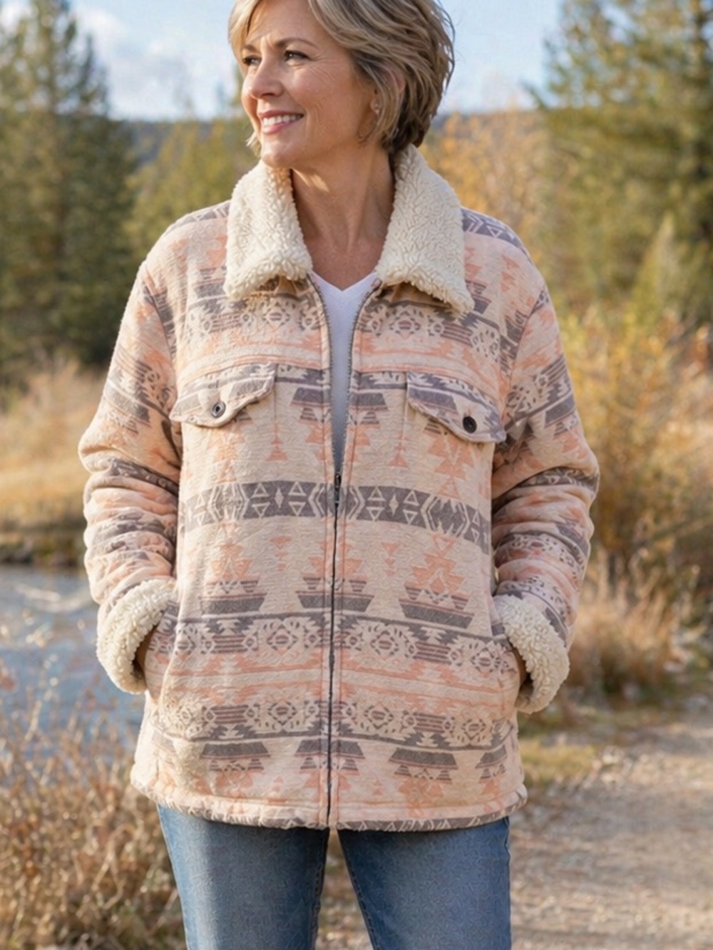 Duluth Trading Co Aztec Western Jacket Sherpa XL Lined